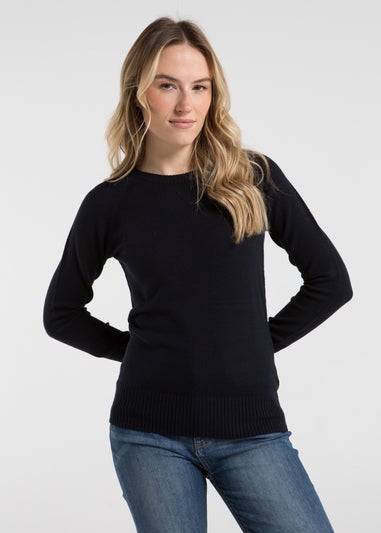 French Connection Navy Cosy Soft Touch Crew Neck Raglan Jumper