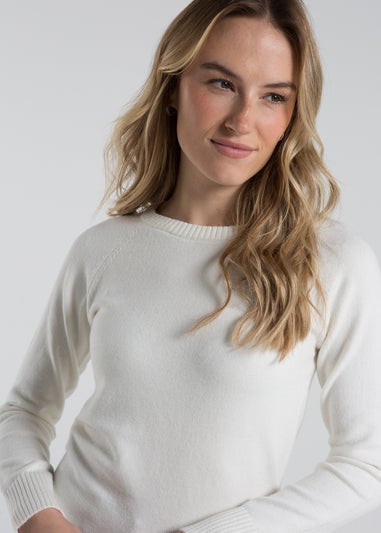 French Connection White Cosy Soft Touch Crew Neck Raglan Jumper