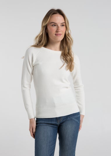 French Connection White Cosy Soft Touch Crew Neck Raglan Jumper