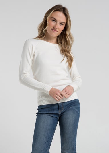 French Connection White Cosy Soft Touch Crew Neck Raglan Jumper