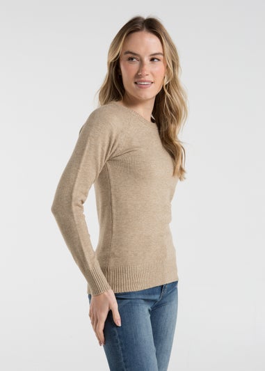 French Connection Camel Cosy Soft Touch Crew Neck Raglan Jumper