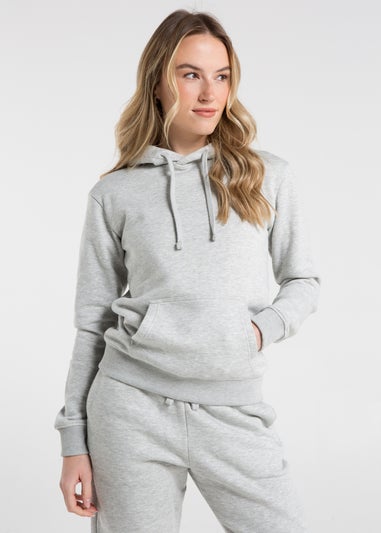 French Connection Light Grey Cotton Blend Regular Fit Logo Hoody