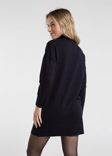 French Connection Navy Knit Roll Neck Mini Jumper Dress