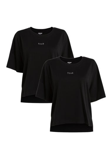 French Connection Black 2-Pack Cotton Printed Short Sleeve T-Shirts