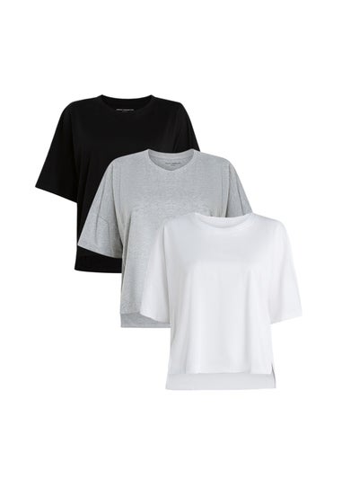 French Connection Black 3-Pack Cotton Crew Neck Boxy Fit Short Sleeve T-Shirts