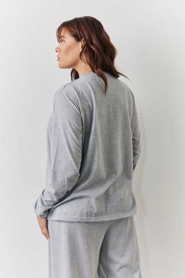 In The Style Grey Top & Trouser Slogan Pyjamas Set