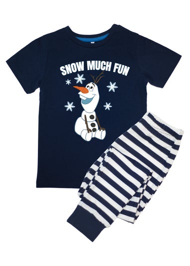 Disney Frozen Olaf Snow Much Fun Kids Navy Stripes Pyjamas (3-8 Years)