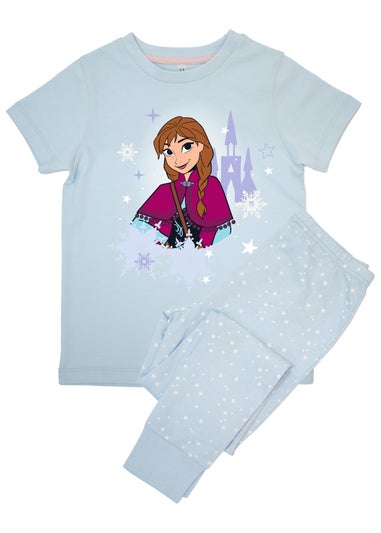 Disney Frozen Castle Anna Kids Blue Stars Pyjamas (3-8 Years)