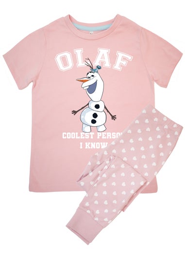 Disney Frozen Olaf Kids Pink Hearts Pyjamas (3-8 Years)