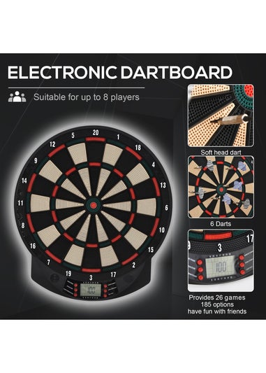 HOMCOM Electronic Dartboard 26 Games185 Variations with 6 Darts Ready-to-Play