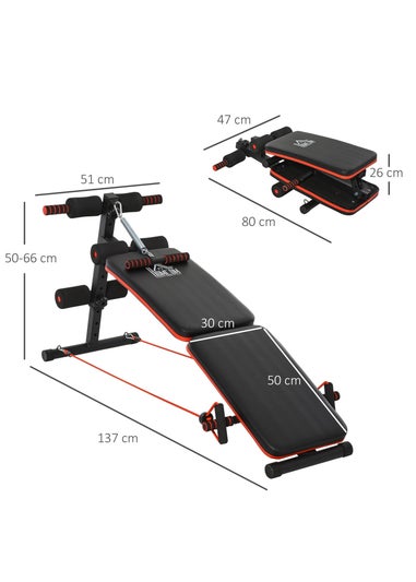 HOMCOM Foldable Sit Up Bench 5-Level Adjustable Core Workout