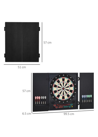 HOMCOM Electronic Dartboard In Case LED Scoreboard w/ 12 Darts 30 Heads Cabinet