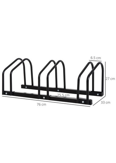 HOMCOM Bike Parking Rack Bicycle Locking Storage Stand for 3 Cycling Black