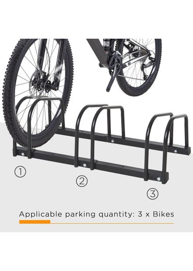 HOMCOM Bike Parking Rack Bicycle Locking Storage Stand for 3 Cycling Black