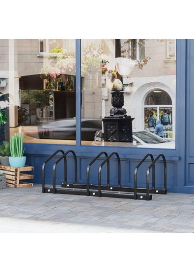 HOMCOM Bike Parking Rack Bicycle Locking Storage Stand for 3 Cycling Black