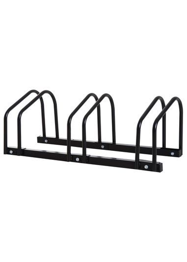 HOMCOM Bike Parking Rack Bicycle Locking Storage Stand for 3 Cycling Black