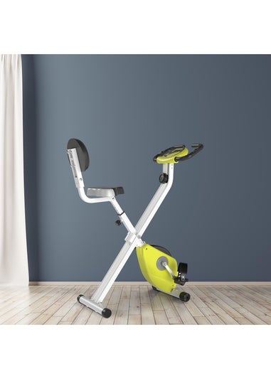 HOMCOM Yellow Magnetic Resistance Exercise Bike Foldable LCD Adjustable Seat