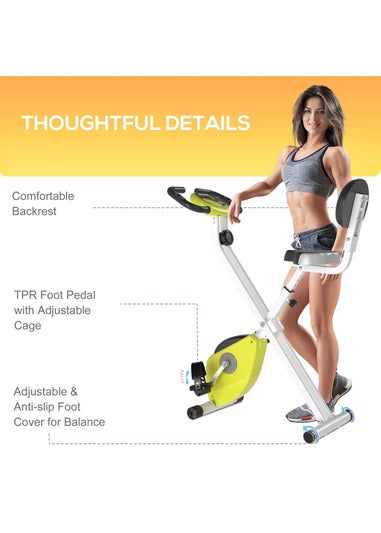 HOMCOM Yellow Magnetic Resistance Exercise Bike Foldable LCD Adjustable Seat