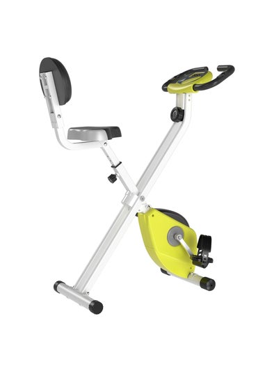 HOMCOM Yellow Magnetic Resistance Exercise Bike Foldable LCD Adjustable Seat