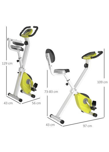 HOMCOM Yellow Magnetic Resistance Exercise Bike Foldable LCD Adjustable Seat