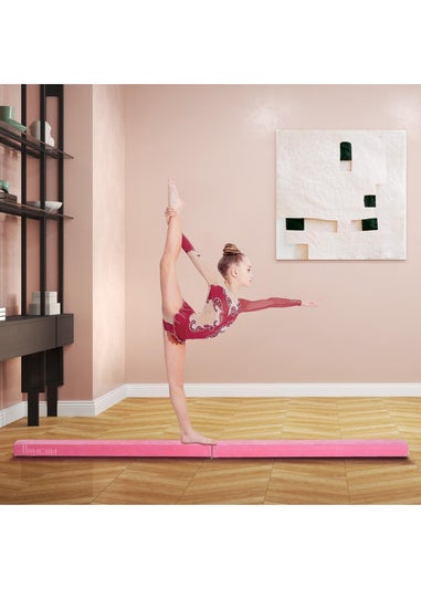HOMCOM Balance Beam Trainer Fold Performance Gymnastics Suede Home