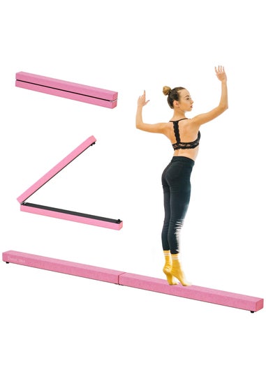 HOMCOM Balance Beam Trainer Fold Performance Gymnastics Suede Home
