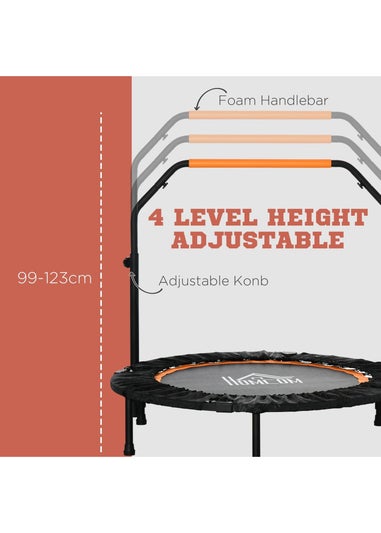 HOMCOM 40" Foldable Mini Fitness Trampoline w/ Foam Handle Orange