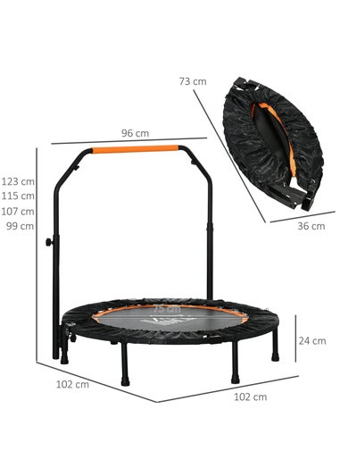 HOMCOM 40" Foldable Mini Fitness Trampoline w/ Foam Handle Orange