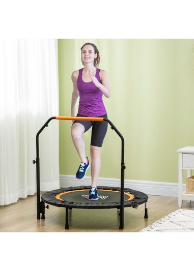 HOMCOM 40" Foldable Mini Fitness Trampoline w/ Foam Handle Orange