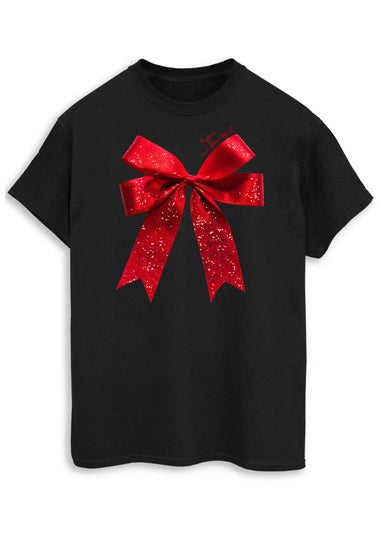 Christmas Bow Black Boyfriend Fit T-Shirt