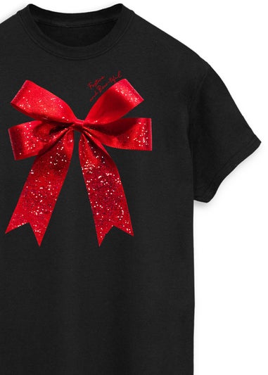 Christmas Bow Black Boyfriend Fit T-Shirt