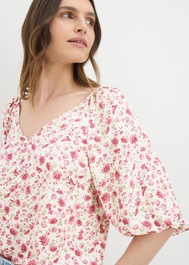 Pink Floral Tea Top