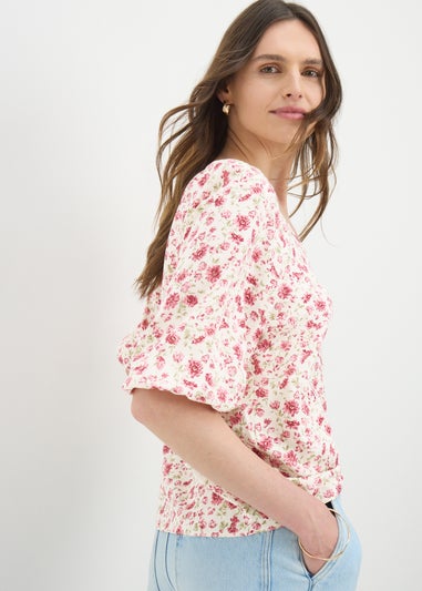 Pink Floral Tea Top