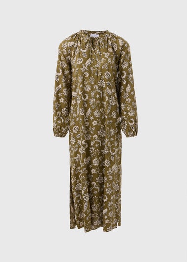 Green Paisley Print Tunic Midaxi Dress