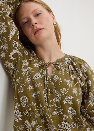 Green Paisley Print Tunic Midaxi Dress