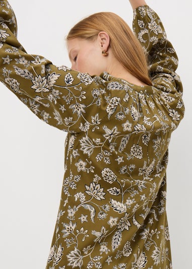 Green Paisley Print Tunic Midaxi Dress