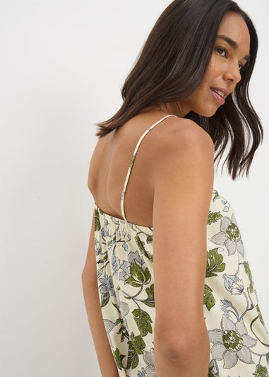 Cream Floral Mini Cami Dress