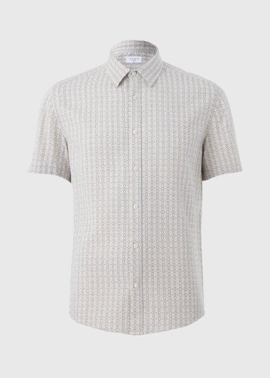 Ecru Textured Mini Geo Print Shirt
