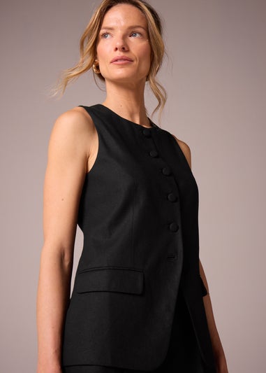 Et Vous Black Linen Blend Waistcoat