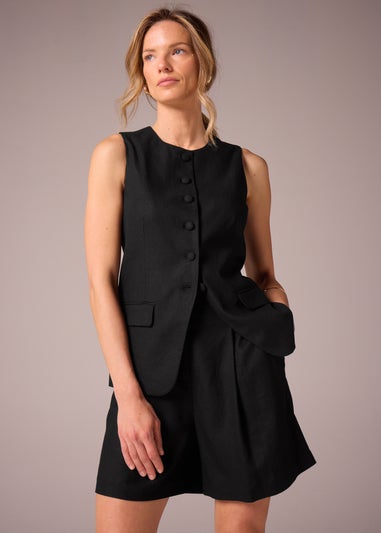 Et Vous Black Linen Blend Waistcoat