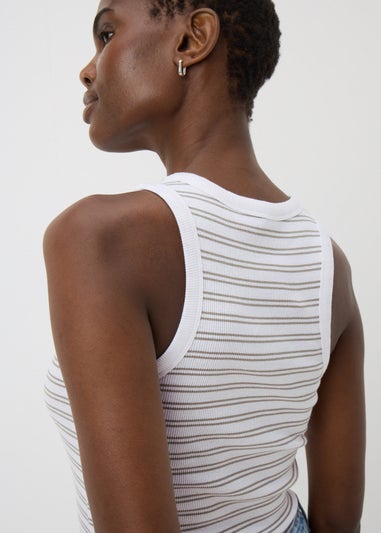Sage Green Stripe High Neck Vest Top