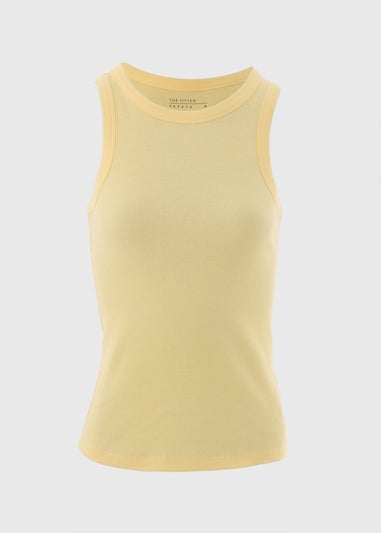 Yellow Ribbed High Neck Vest Top
