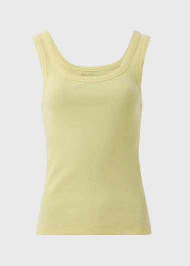 Yellow Ribbed Scoop Neck Vest Top