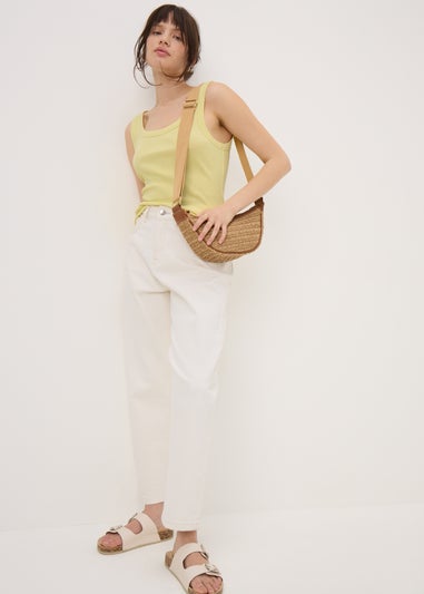 Yellow Ribbed Scoop Neck Vest Top
