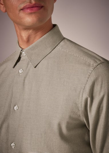Taylor & Wright Stone Puppytooth Slim Fit Shirt