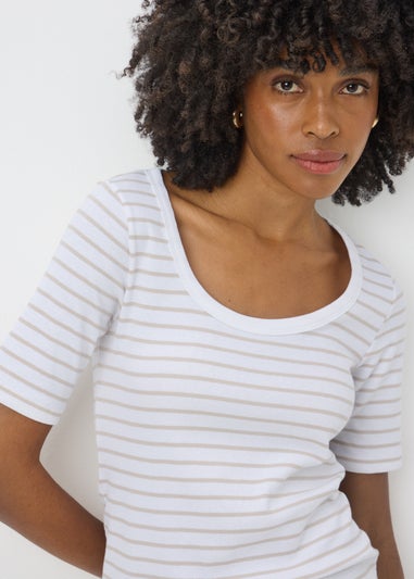 White Stripe Ribbed T-Shirt