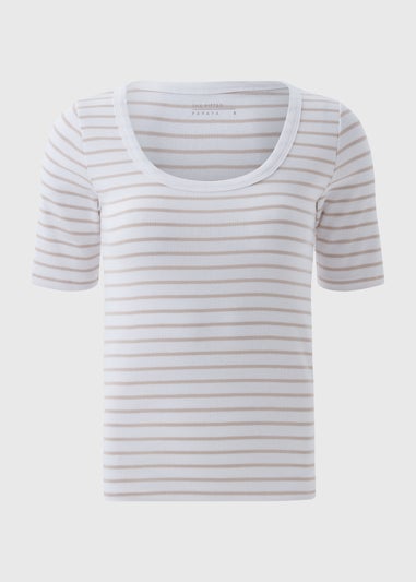 White Stripe Ribbed T-Shirt