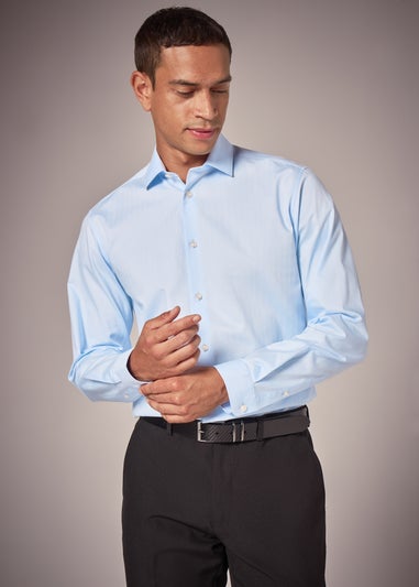 Taylor & Wright Blue Herringbone Regular Fit Shirt