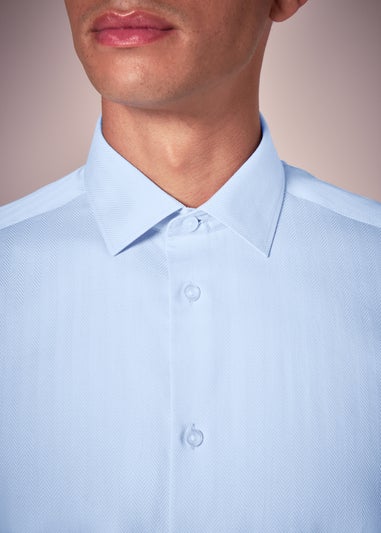 Taylor & Wright Blue Herringbone Regular Fit Shirt
