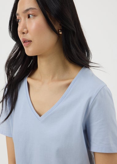 Light Blue V-Neck Regular Fit T-Shirt